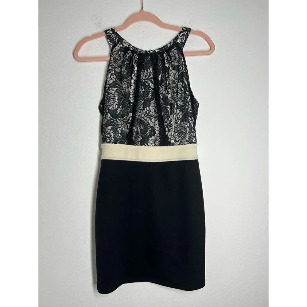 Windsor Black and beige lace dress mini Stretch size M